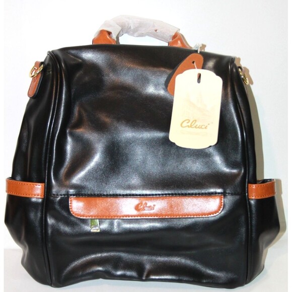 Handbags - Cluci Women Backpack Purse Black Brown Faux Leather Anti Theft Travel Bag 12"